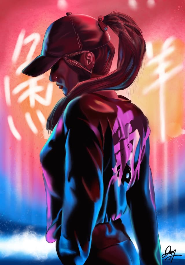 photo dessin fait par dagory damien représentant un cyberpunk